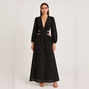 Black Long Sleeve Maxi Dress Sz Small